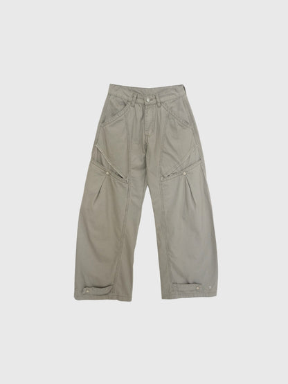 ‫low rise cargo pocket wide pants ‬