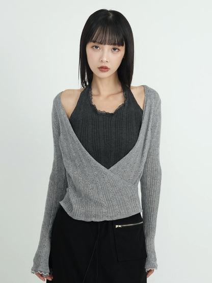 deep v neck cardigan