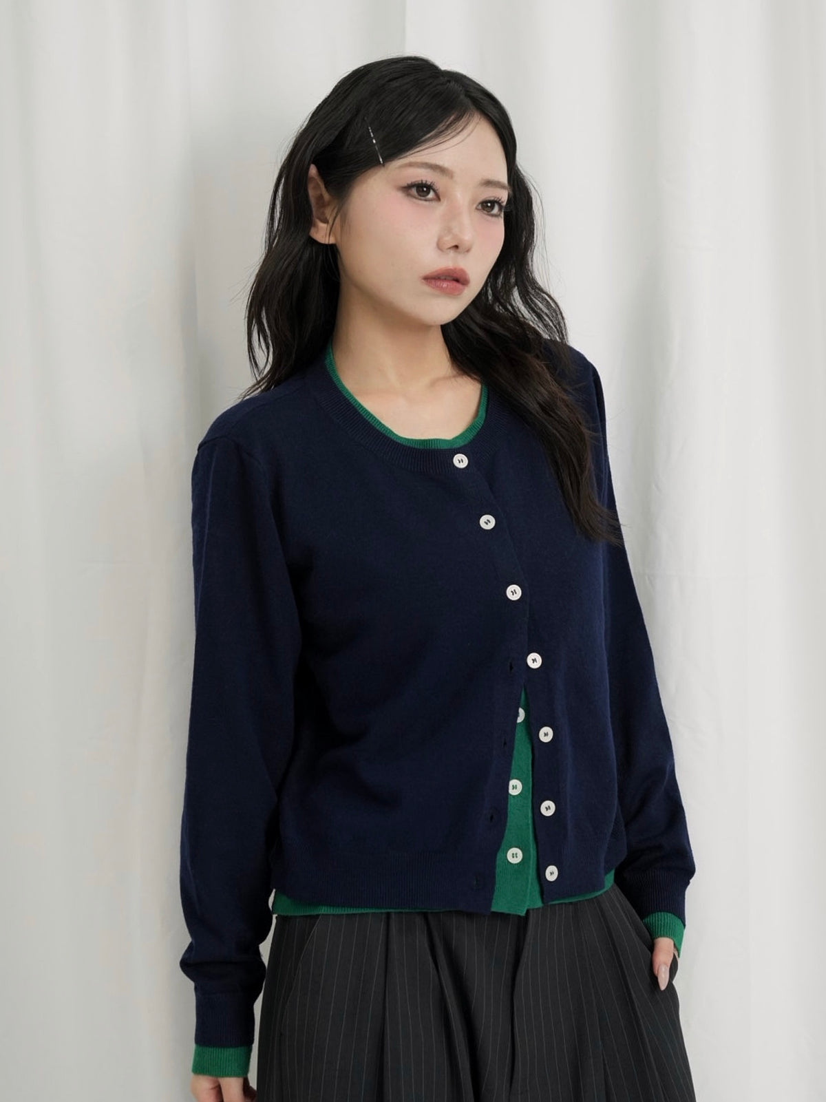 layered panel cardigan