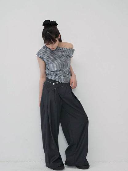 layered belt wide pants