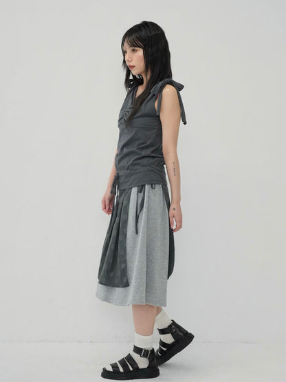 dot layered long skirt