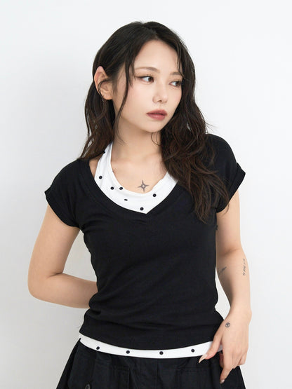 polka dot layered tops