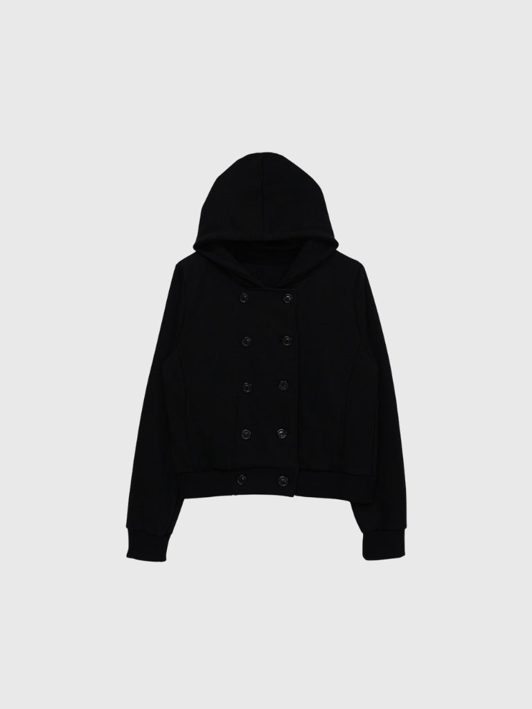button front hooded jacket