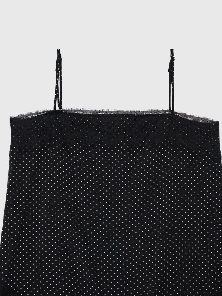 dot lace slip dress