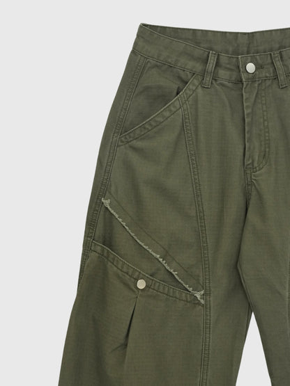 ‫low rise cargo pocket wide pants ‬
