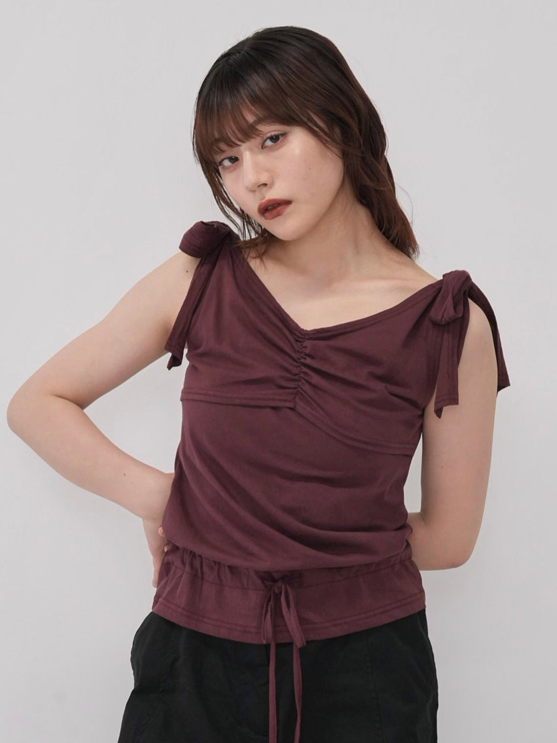 ribbon strap gather tops