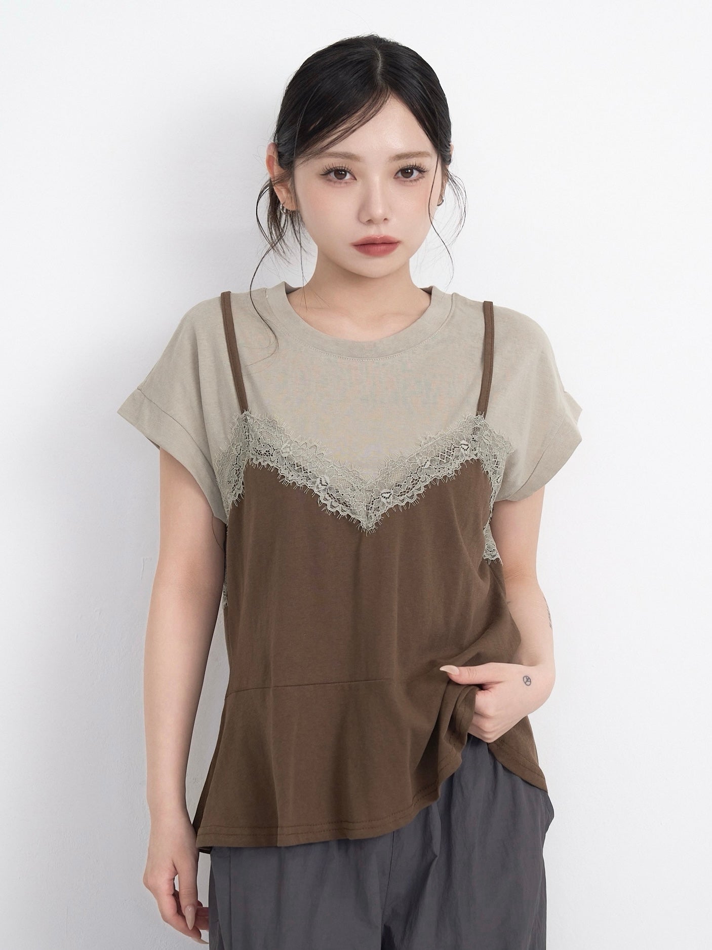 lace bustier layered tops