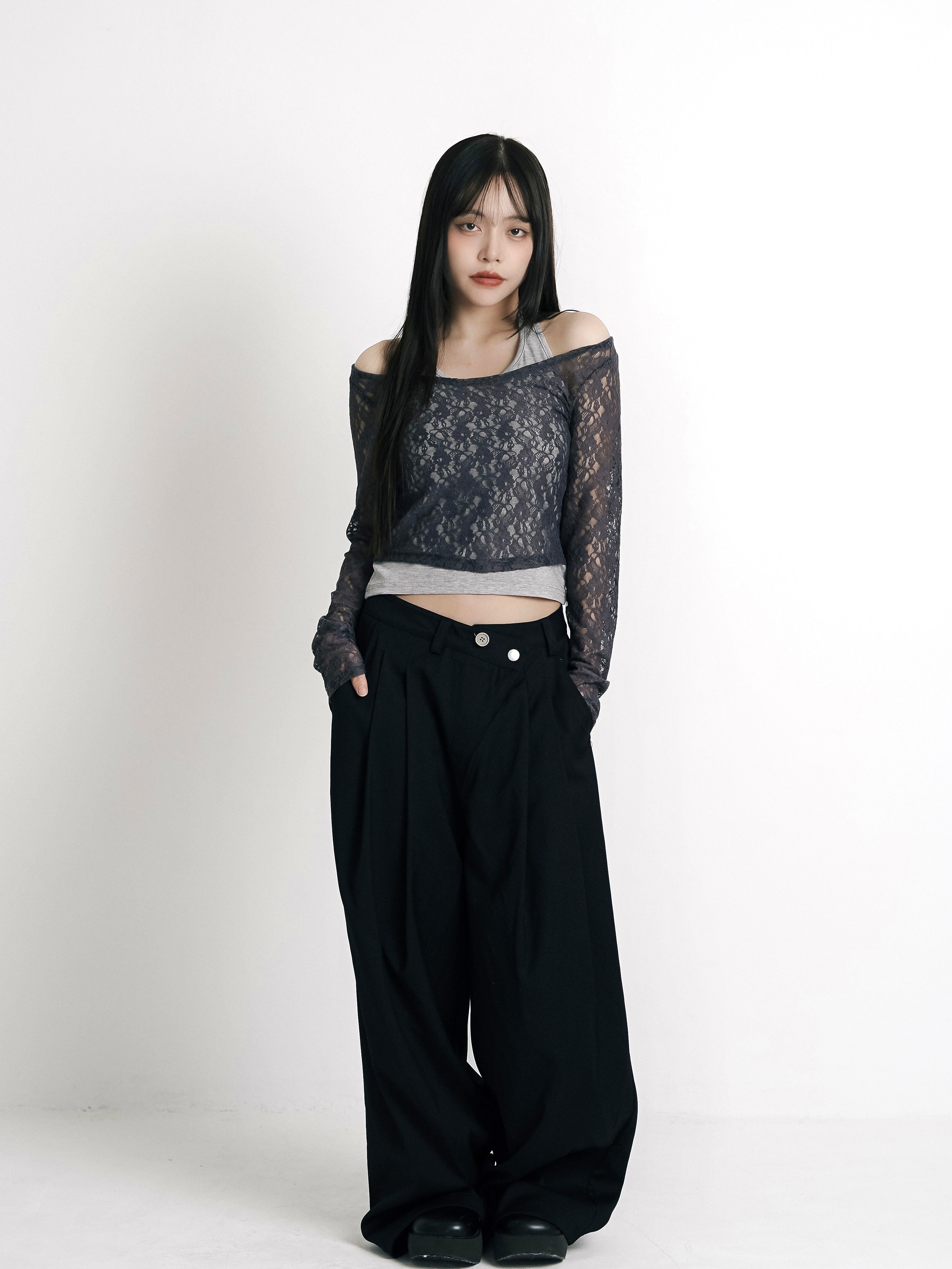 layered belt wide pants – enewdnina