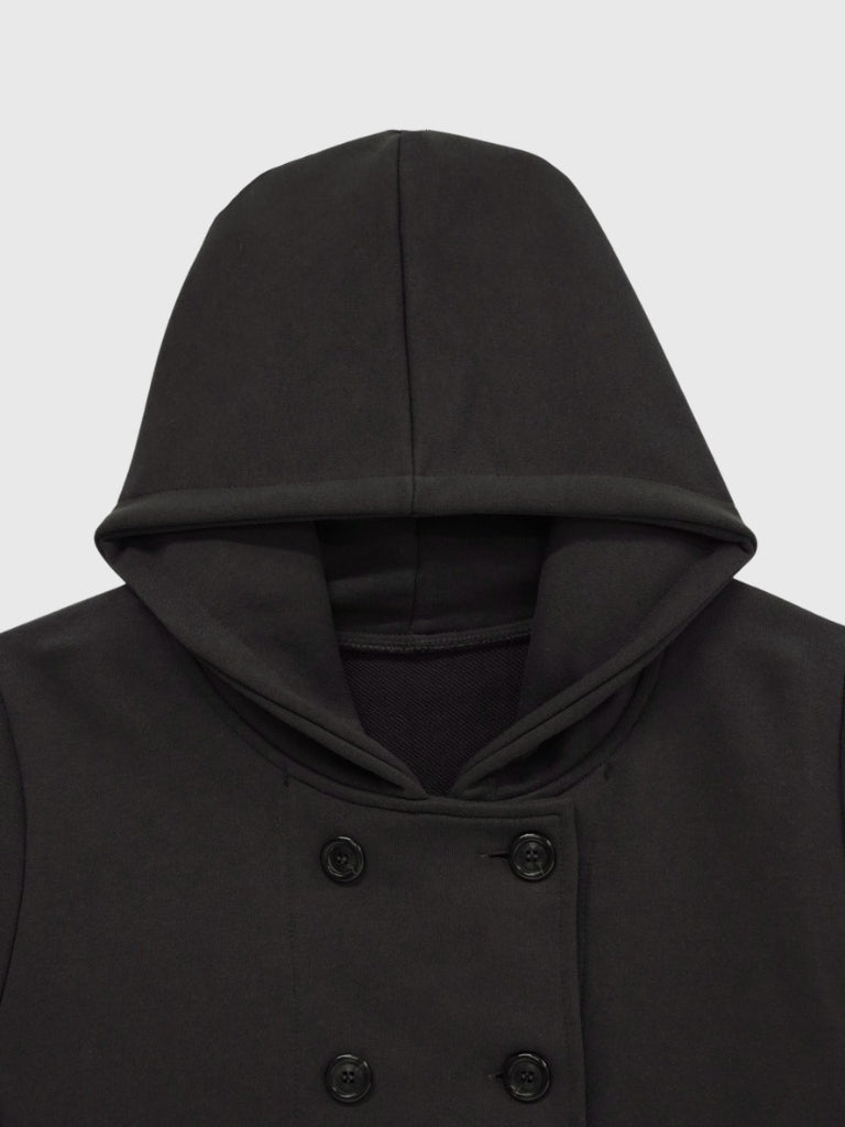 button front hooded jacket