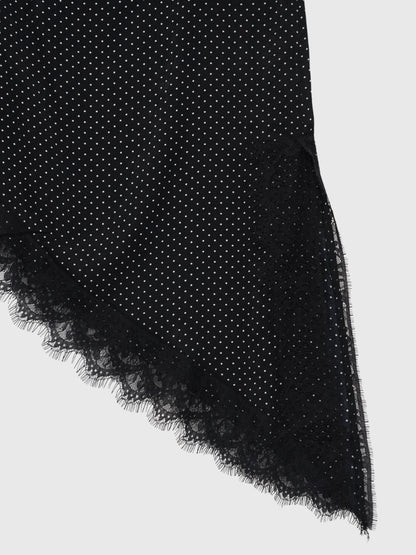 dot lace slip dress