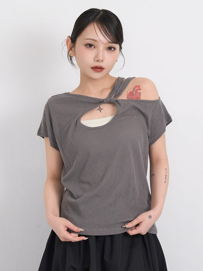 one shoulder cut tops