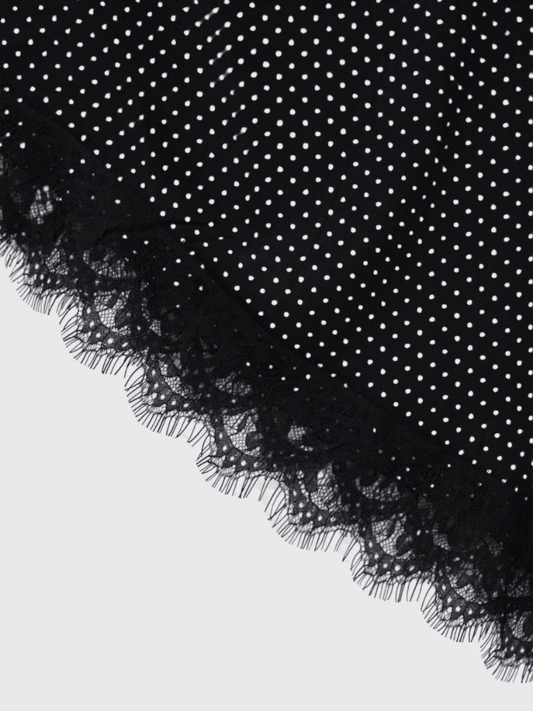 dot lace slip dress