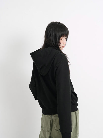 button front hooded jacket