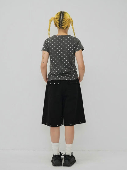 metal stud bermuda pants