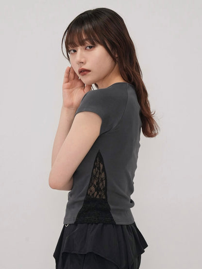 lace panel crop tops