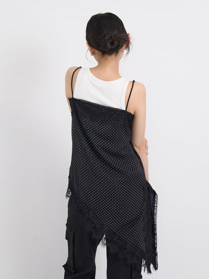 dot lace slip dress