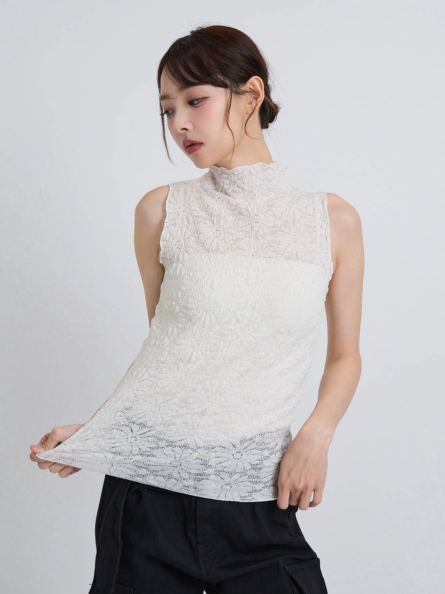 flower lace sleeveless top