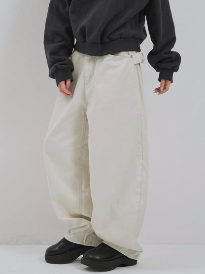 back belt detail wide pants