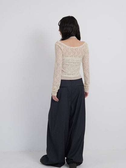 layered belt wide pants