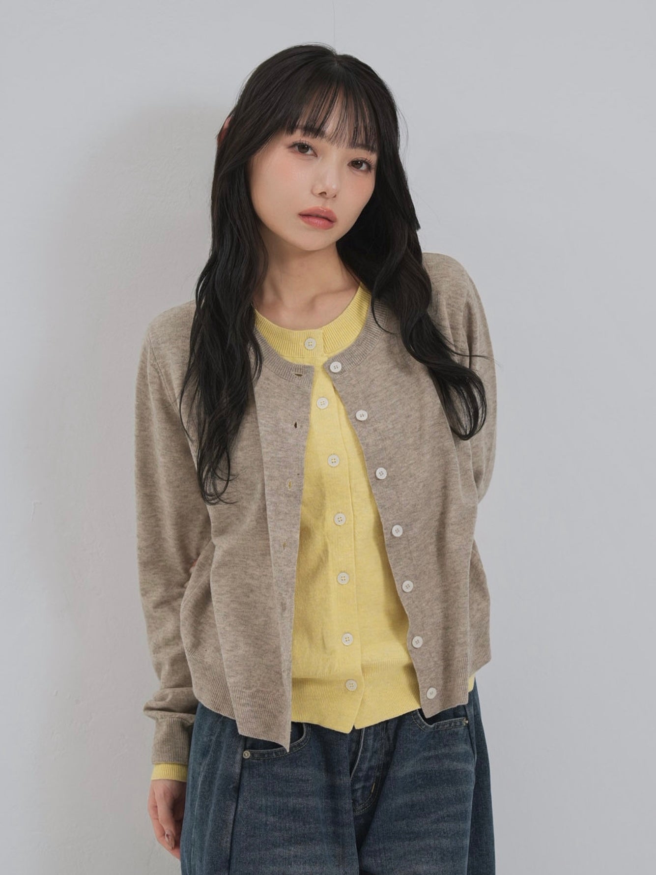 layered panel cardigan