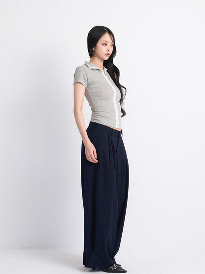 wide stripe tuck pants