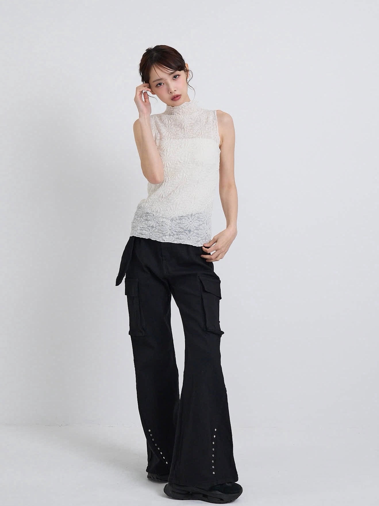 flower lace sleeveless top