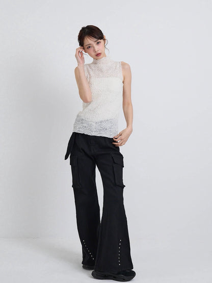 flower lace sleeveless top