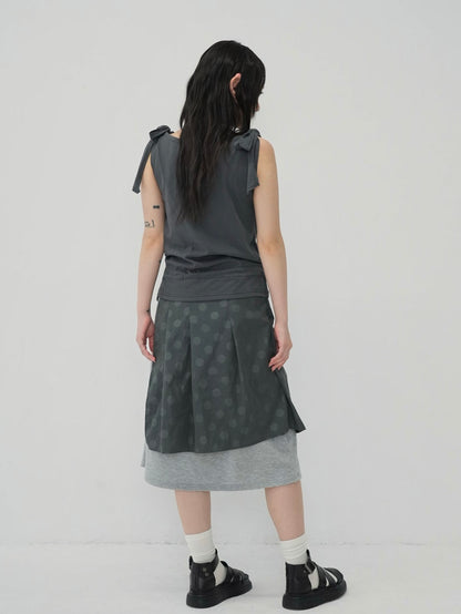 dot layered long skirt