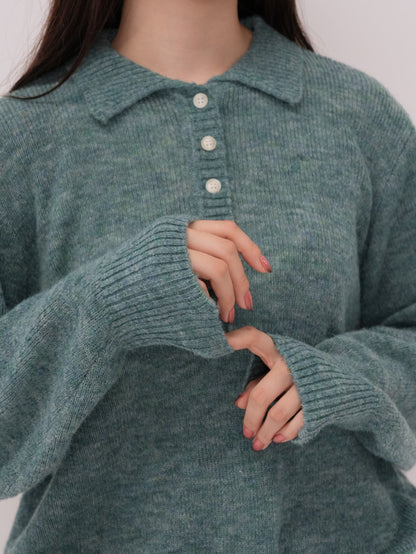 melange polo knit