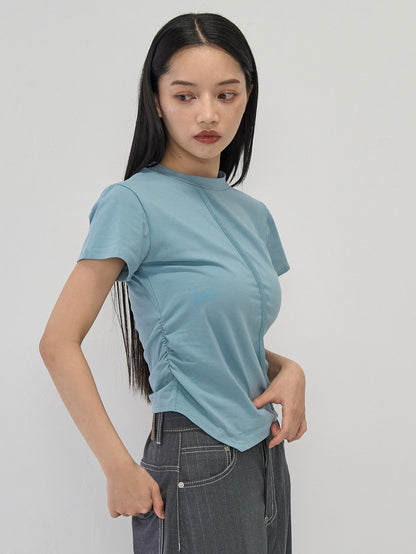 center seam side shirring tops