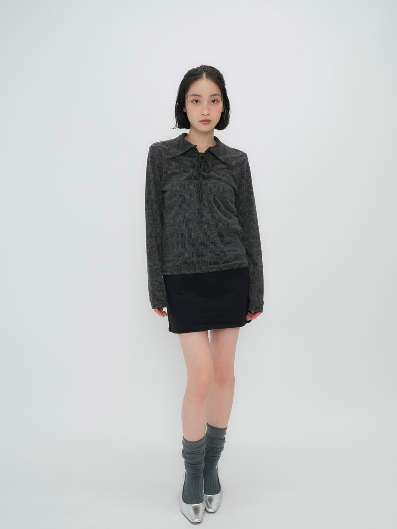 lace up collar tops
