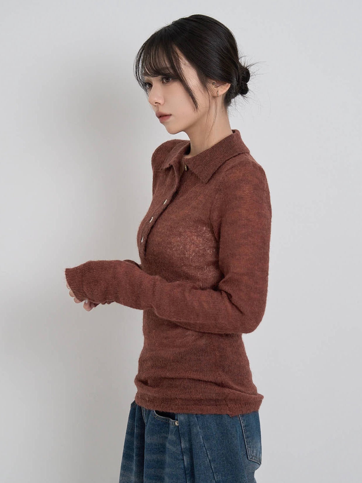 light sheer polo knit