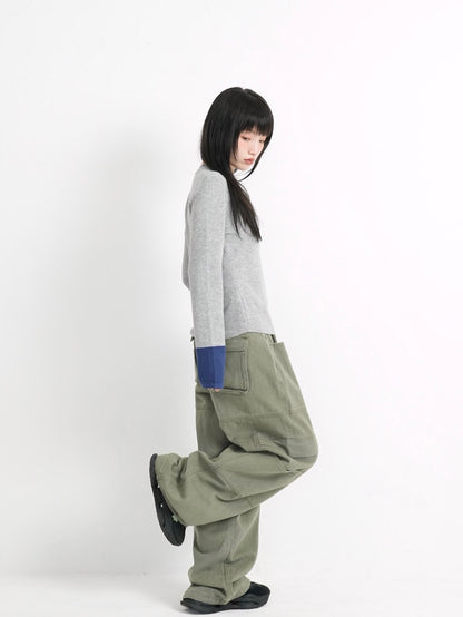 bicolor button round tops