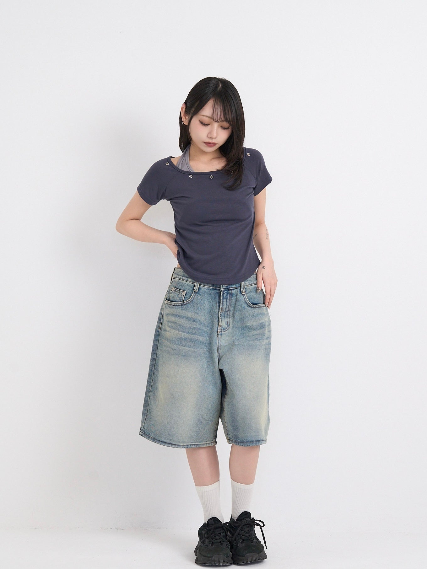 eyelet halter layered tops