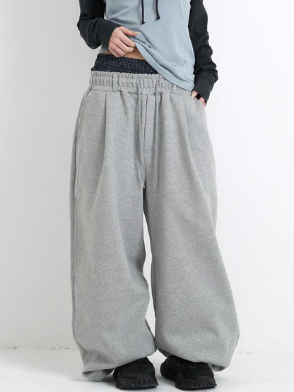 double layered wide pants