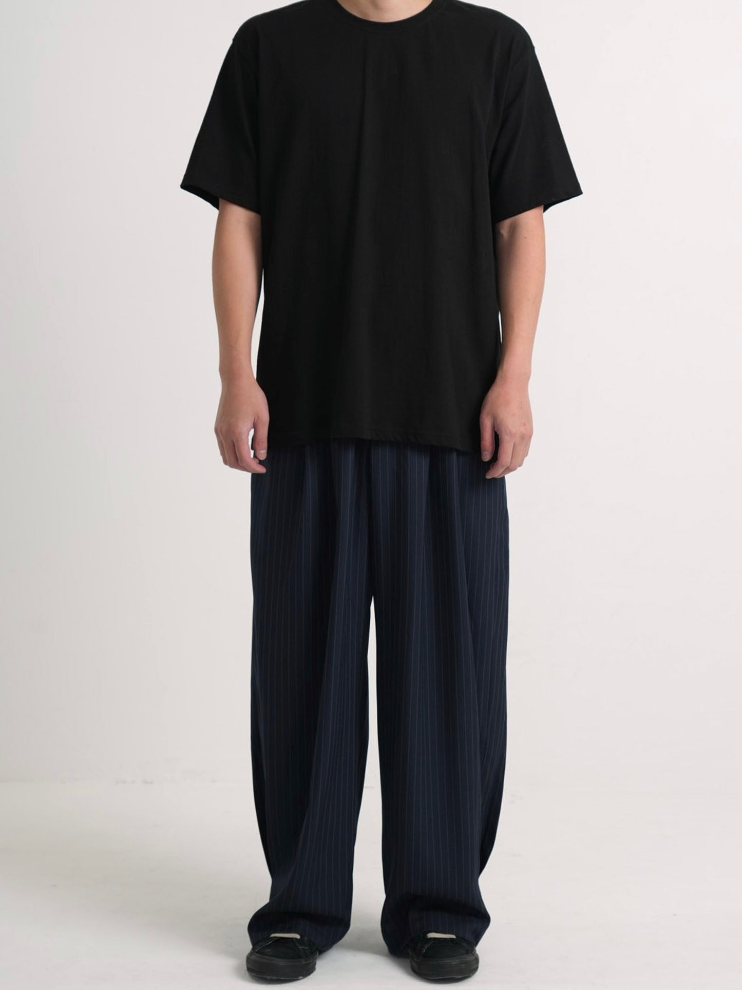 wide stripe tuck pants