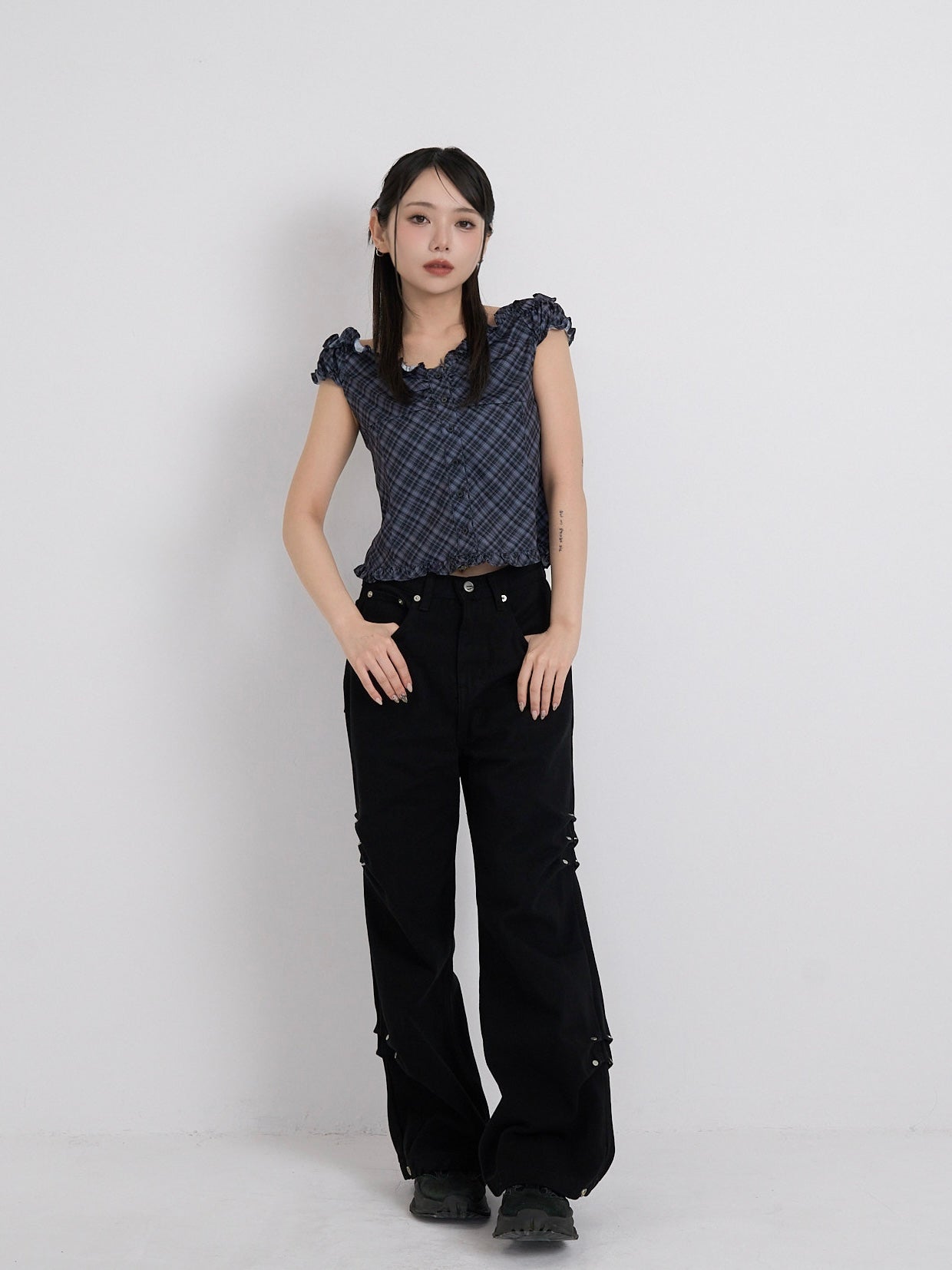 cotton side eyelet pants