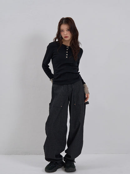 bicolor button round tops