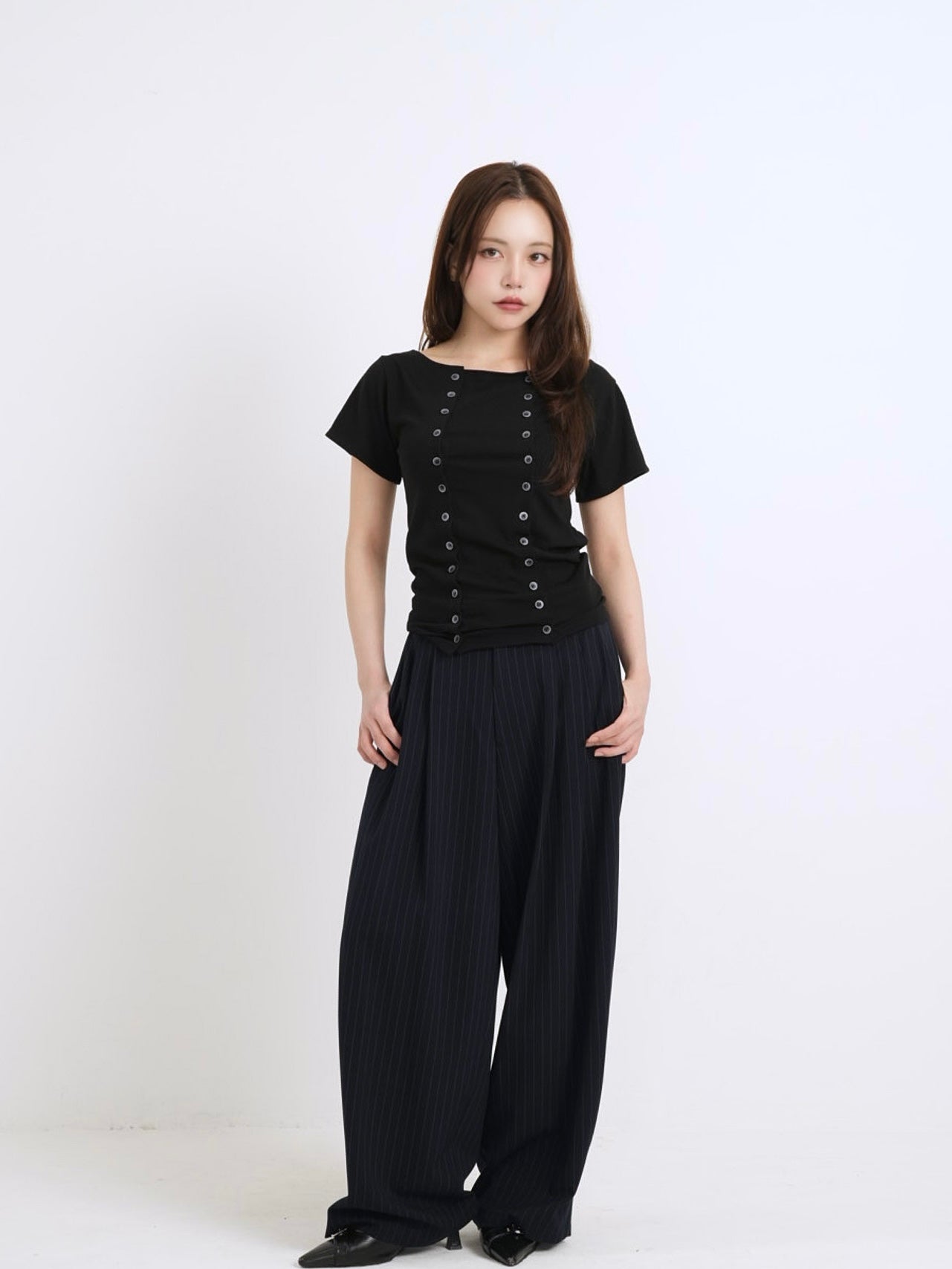 wide stripe tuck pants – enewdnina