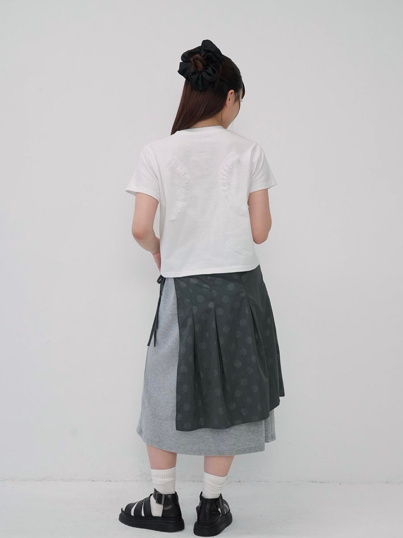 dot layered long skirt