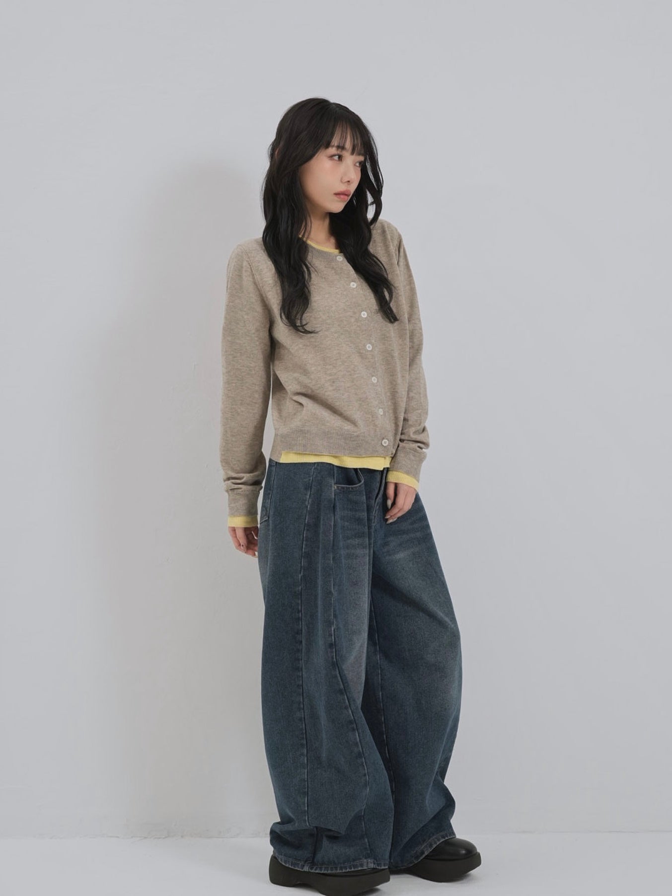 layered panel cardigan