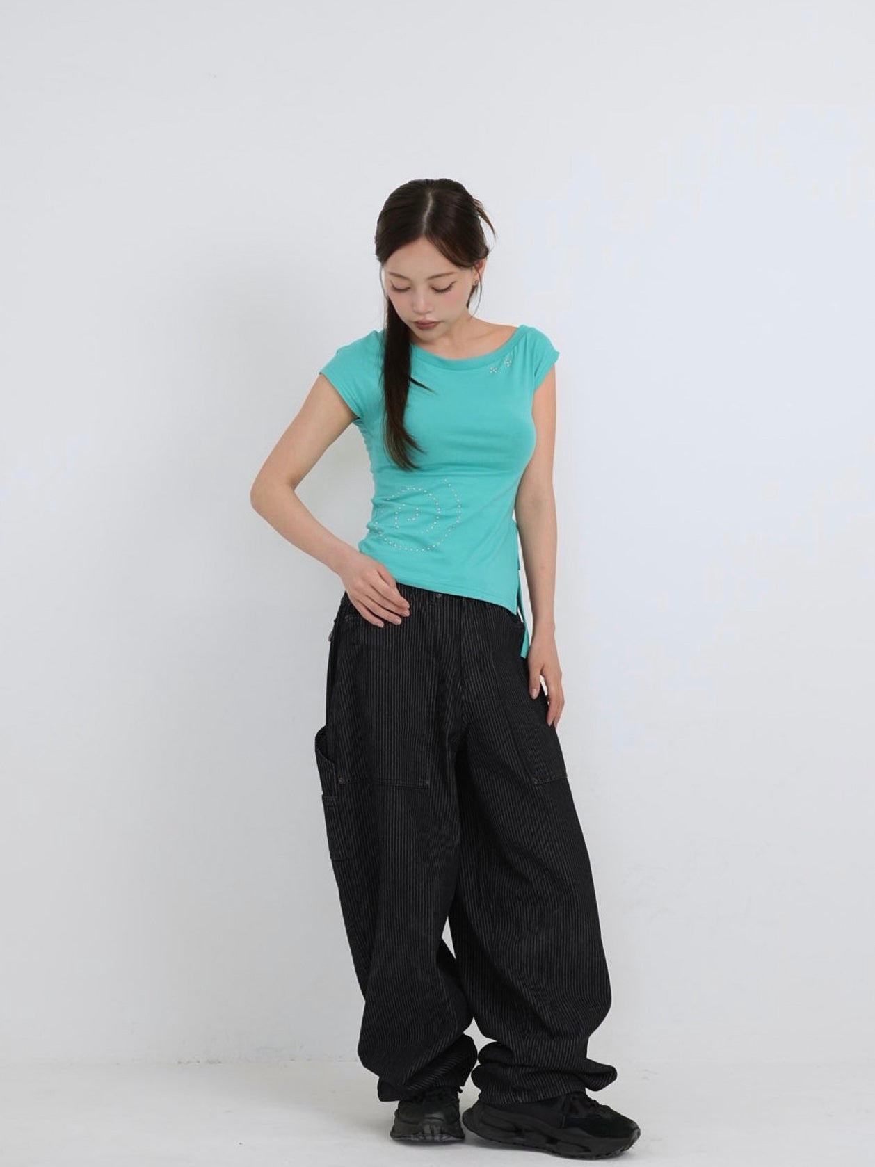 rhinestone motif slit tops