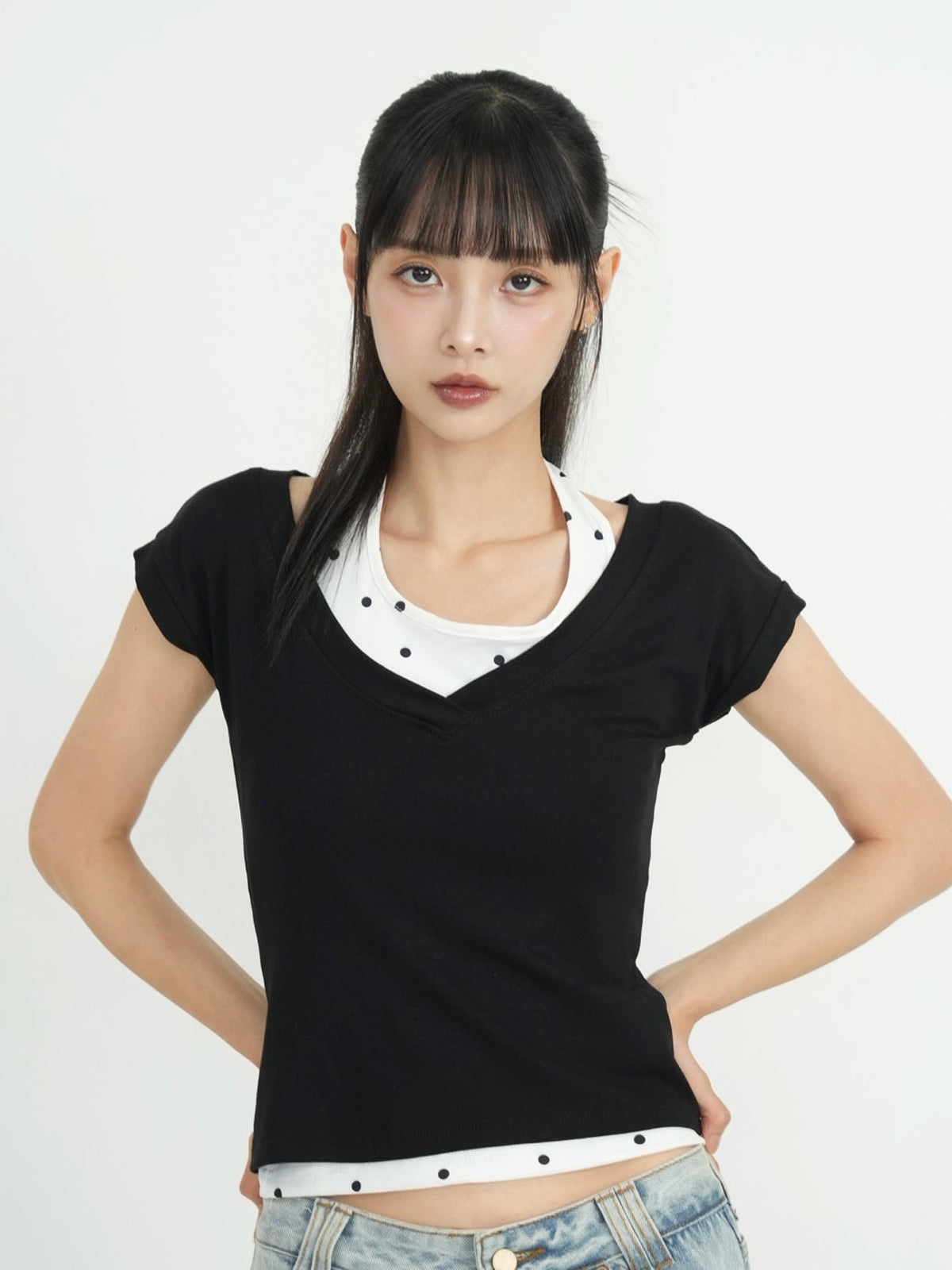polka dot layered tops