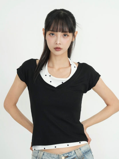 polka dot layered tops