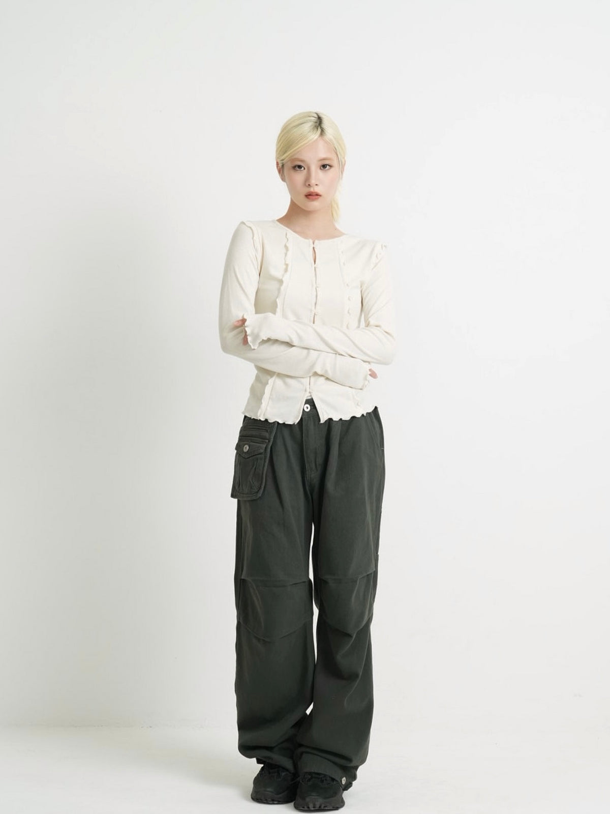 frill trim cardigan