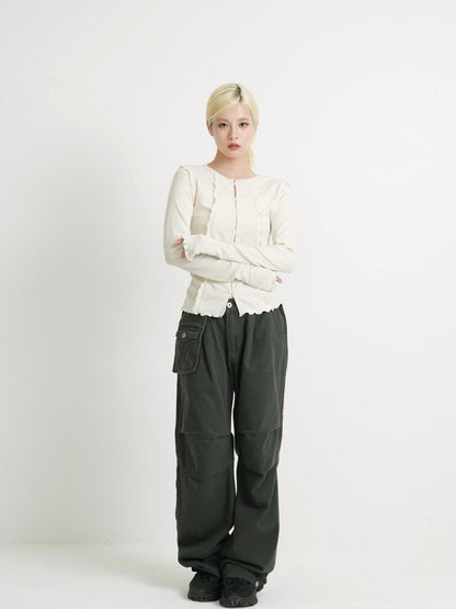 frill trim cardigan