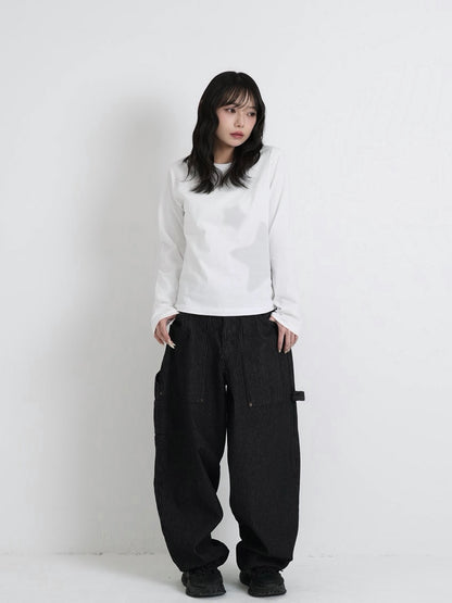 star print basic long tops