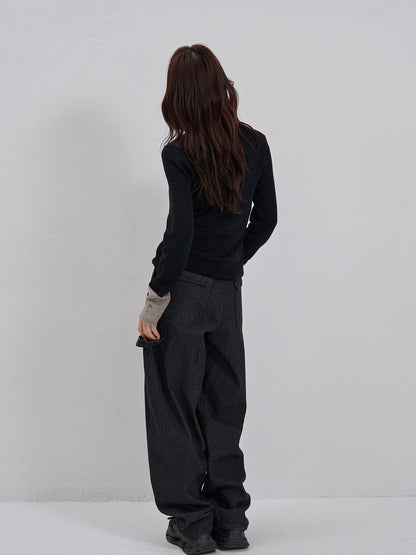 bicolor button round tops