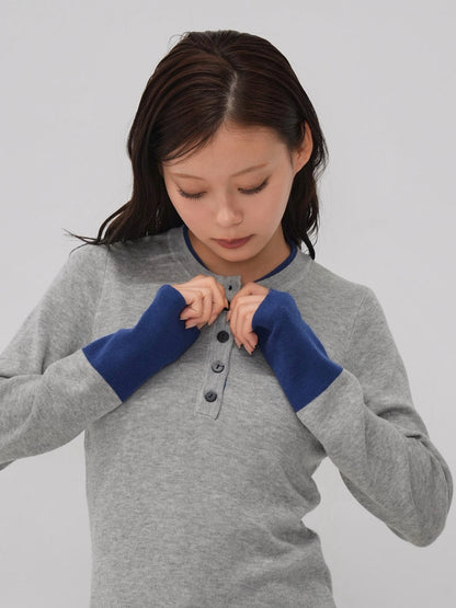 bicolor button round tops