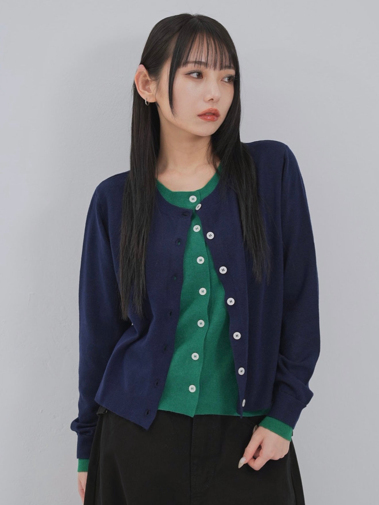 layered panel cardigan